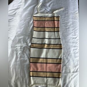 SNDYS Striped Florida Mini Dress - Cream, Tan, and Pink